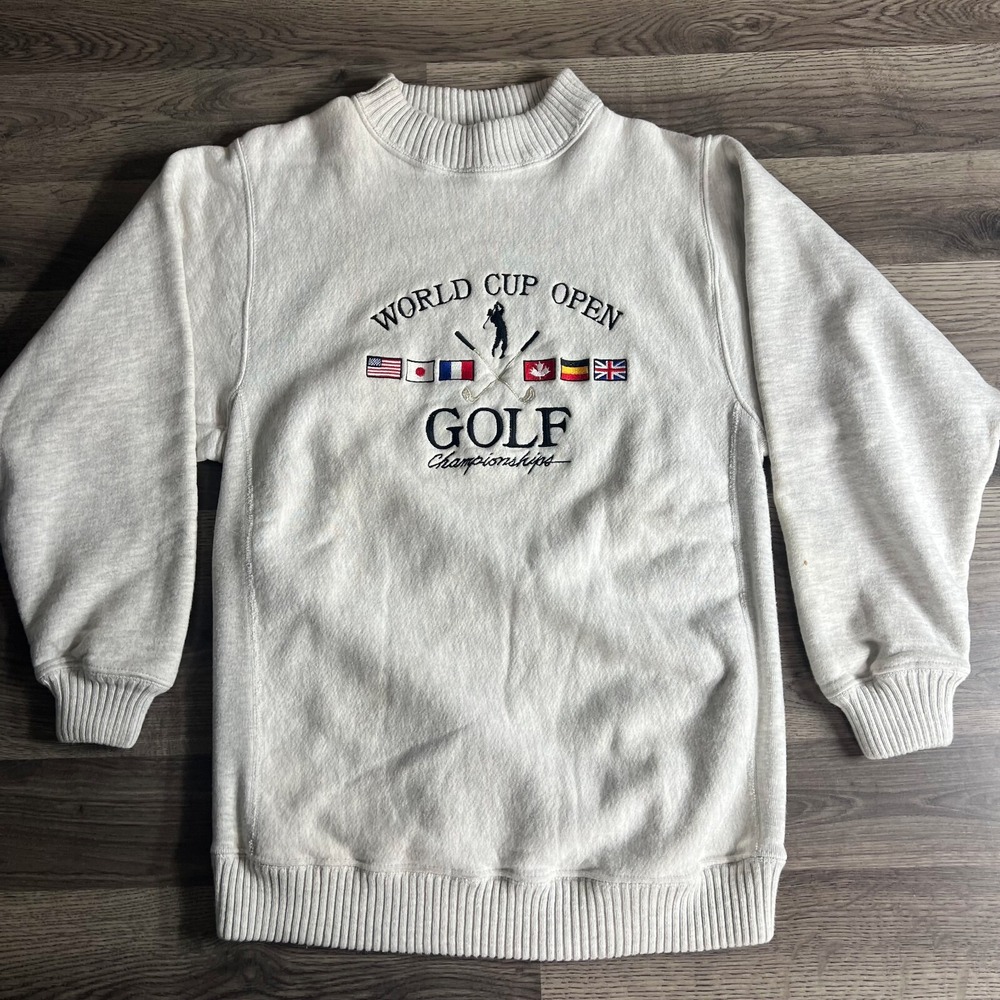 VTG‎ World Cup Open Sweatshirt Fits Medium Golf Championship Embroidered